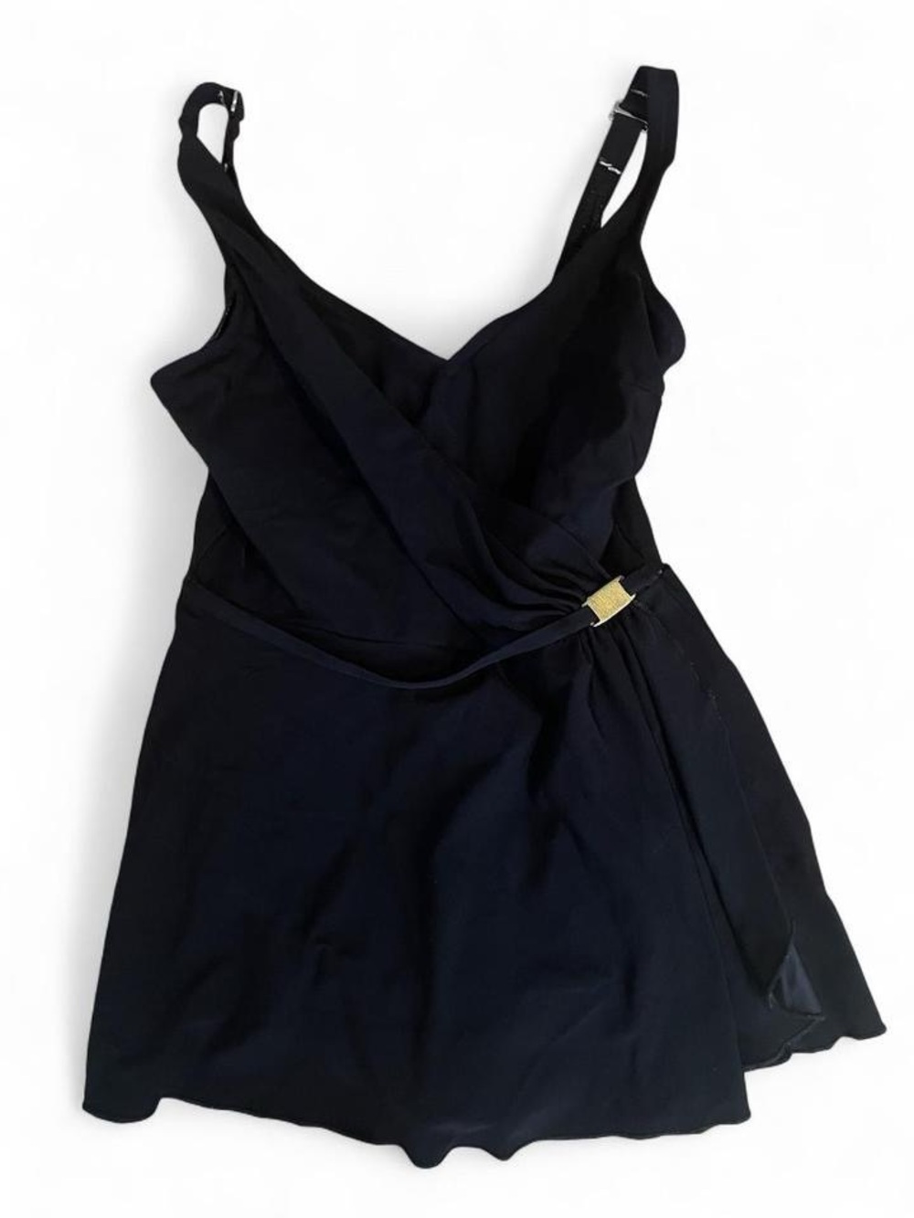 Vintage Roxanne Bra Sized Black Swimdress 14 36C Tummy Control One Piece 90s USA